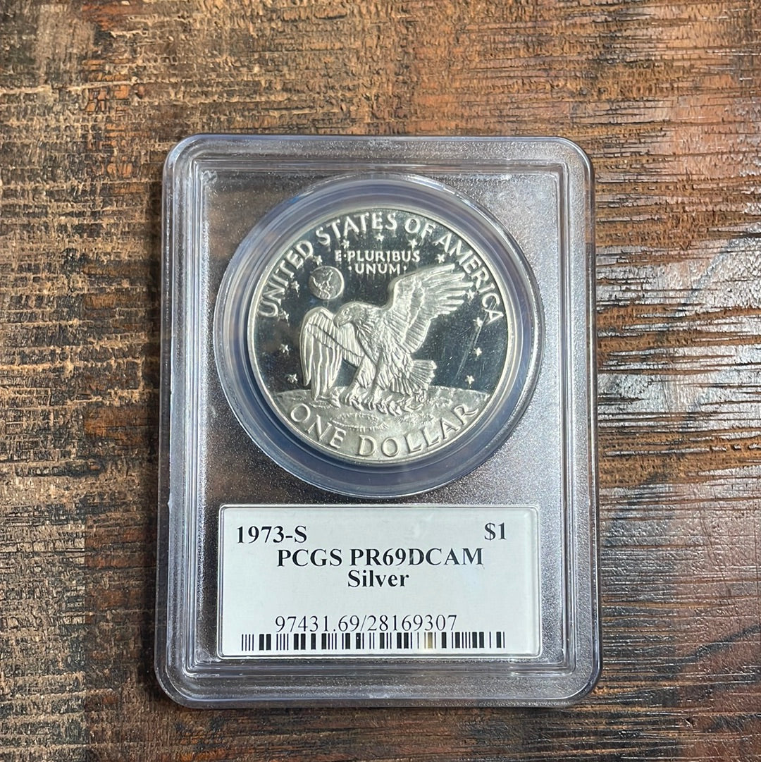 1973-S US $1 Eisenhower 40% Silver Proof Dollar PCGS PR69DCAM