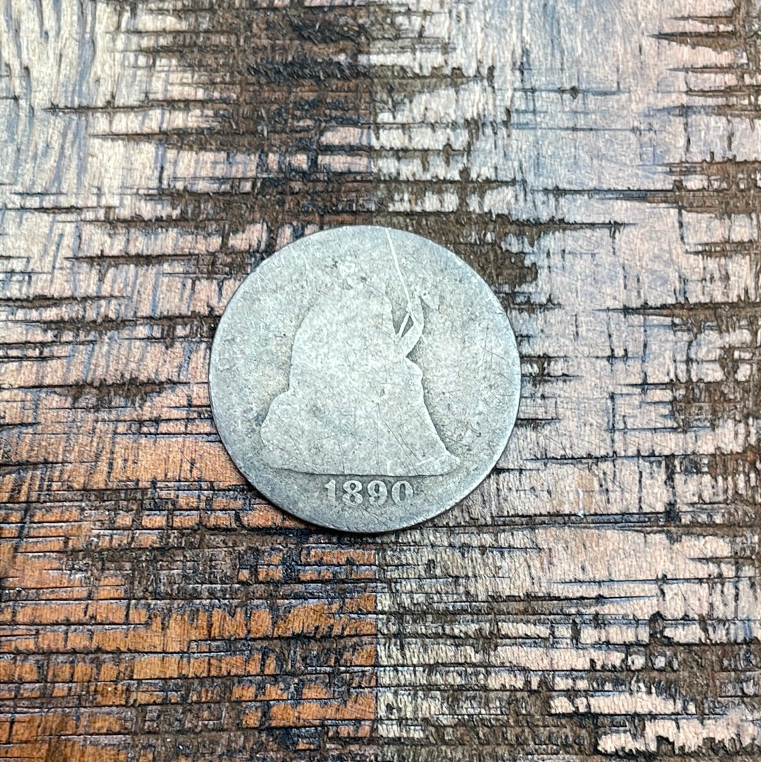 1890 10c US Seated Liberty Dime - 90% Silver
