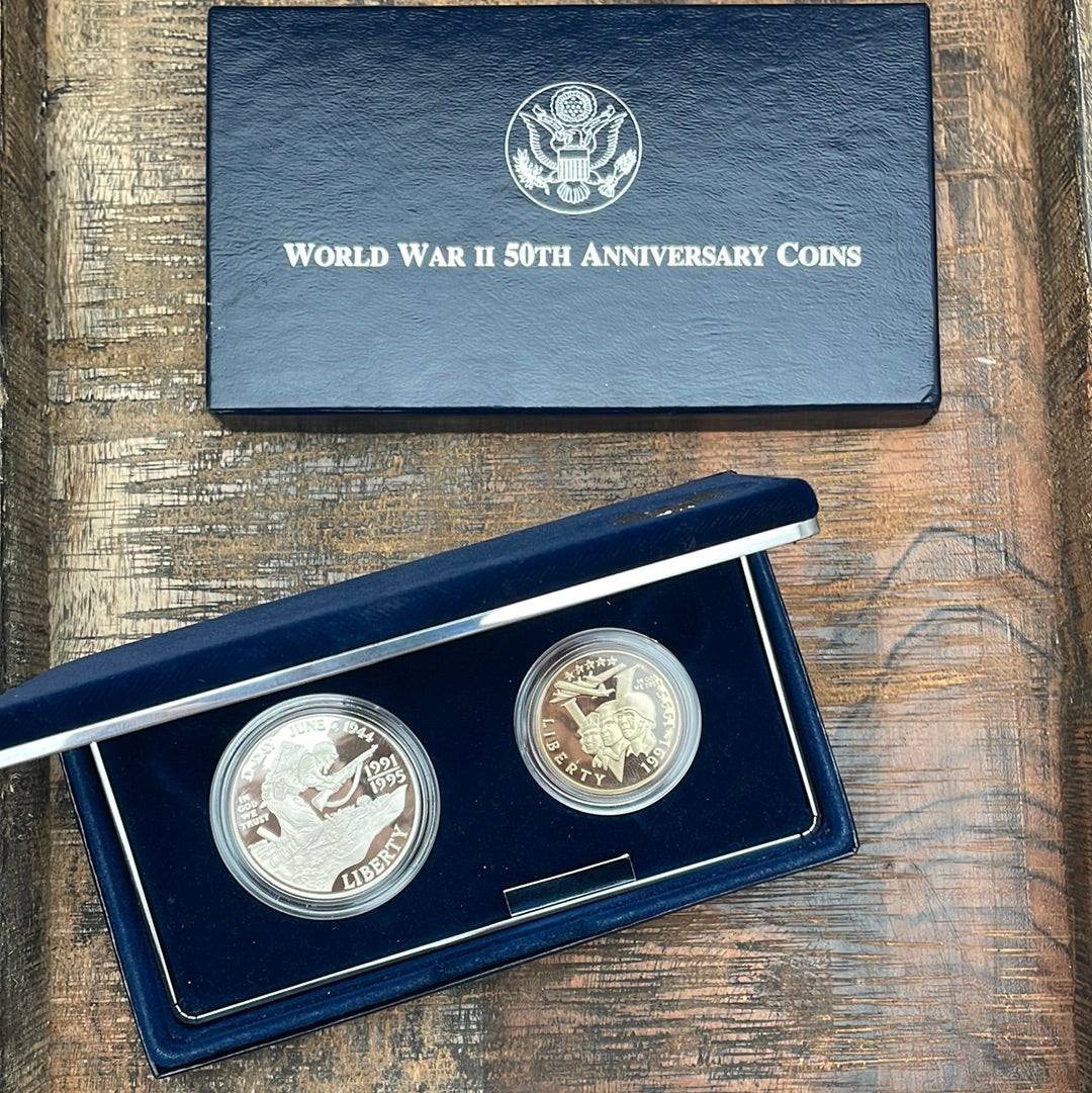 1991-1995 (1993) W&P World War II 50th Anniversary Proof 2 Coin Set