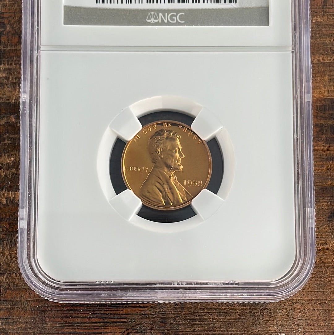 1958 1c US Lincoln Wheat Cent NGC PF66 RD Cameo