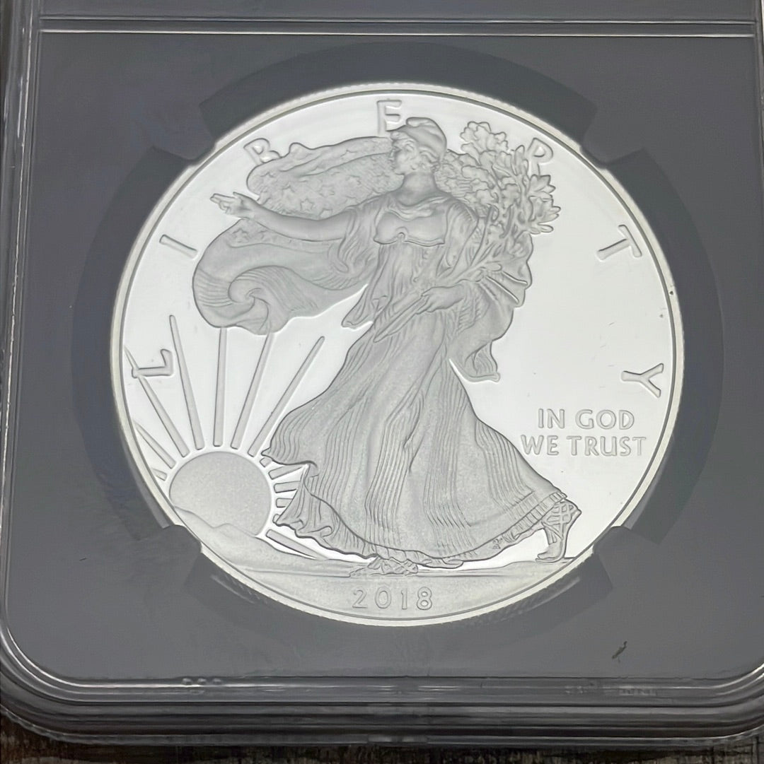 2018-W $1 American Silver Eagle ~ FDOI ~ NGC PF70 Ultra Cameo ~ Mercanti signed
