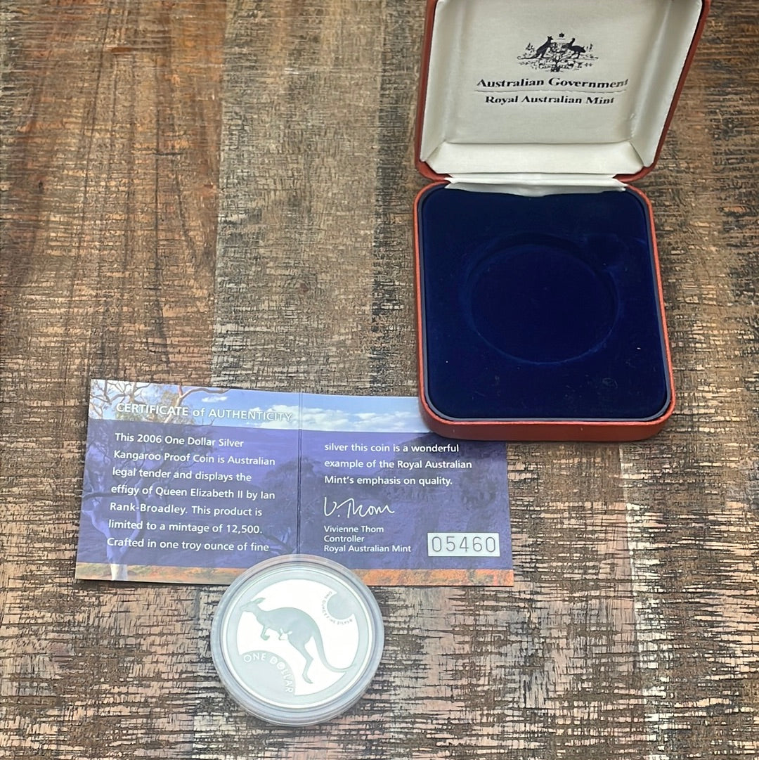 2006 $1 Australian Silver Kangaroo ~ Proof Coin ~ Low Mintage ~ COA