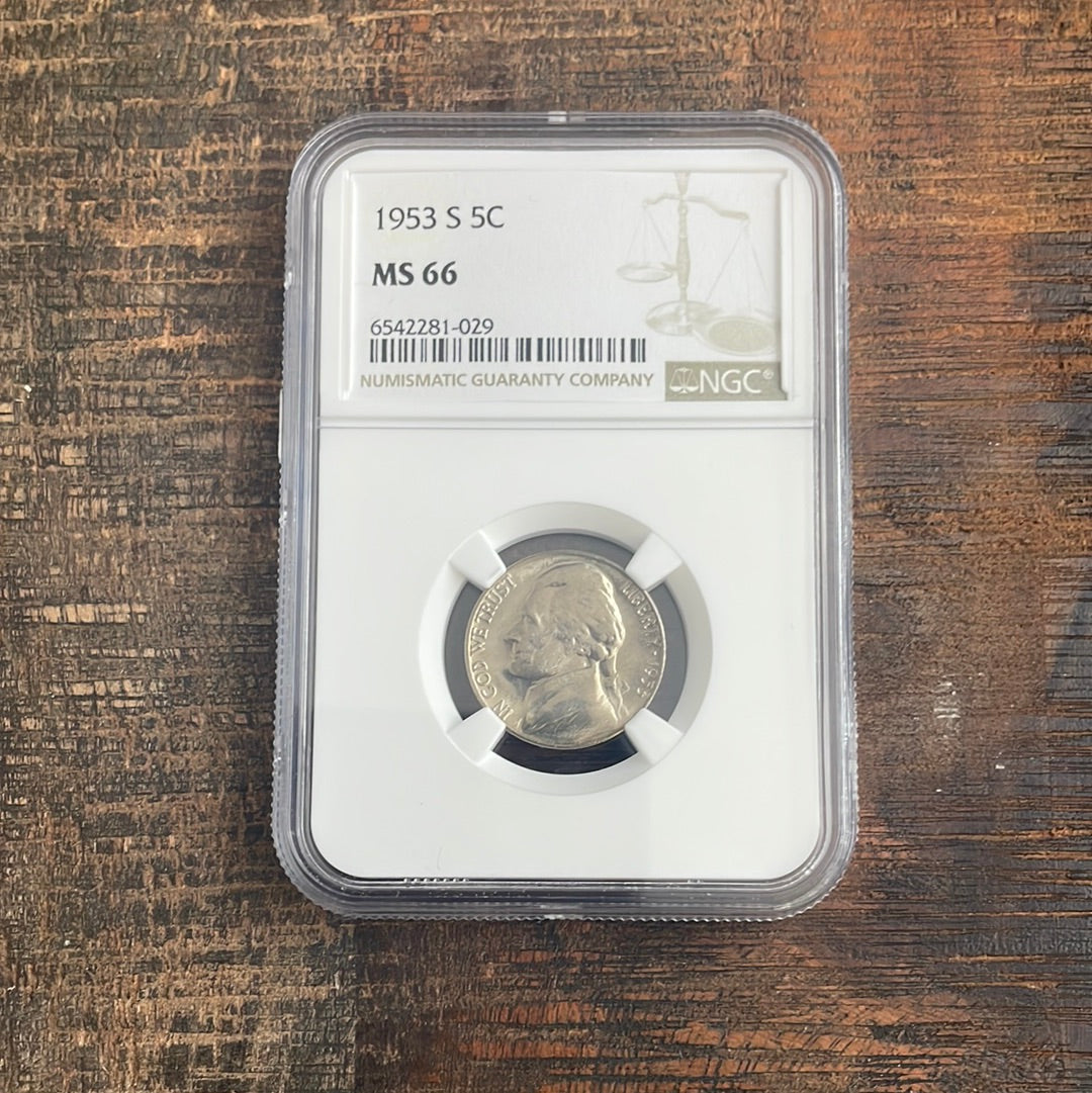 1953-S 5c US Jefferson Nickel NGC MS66