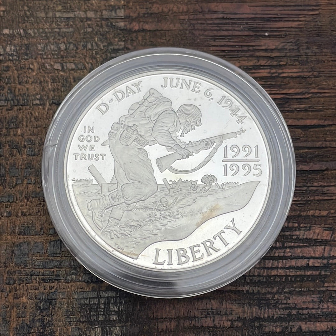 1991-1995 (1993-W) US $1 World War II 50th Anniversary Proof Silver Dollar