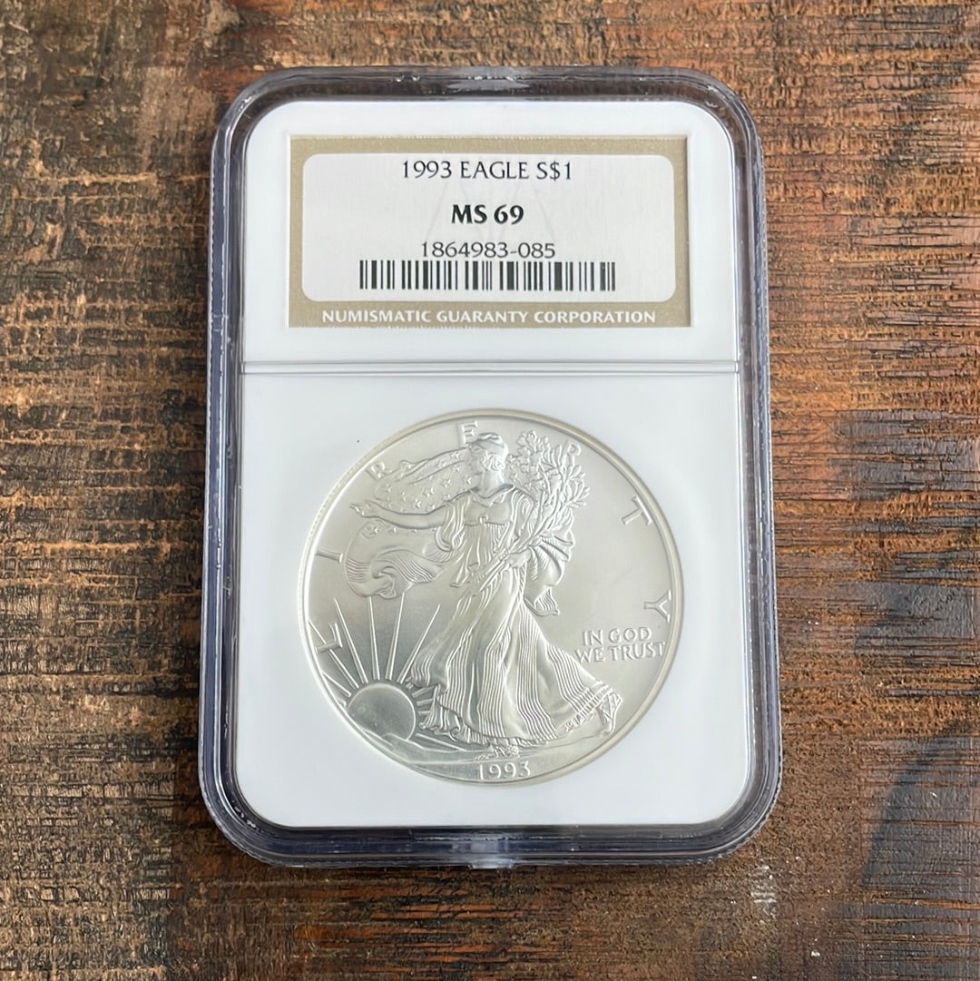 1993 $1 US American Silver Eagle NGC MS69