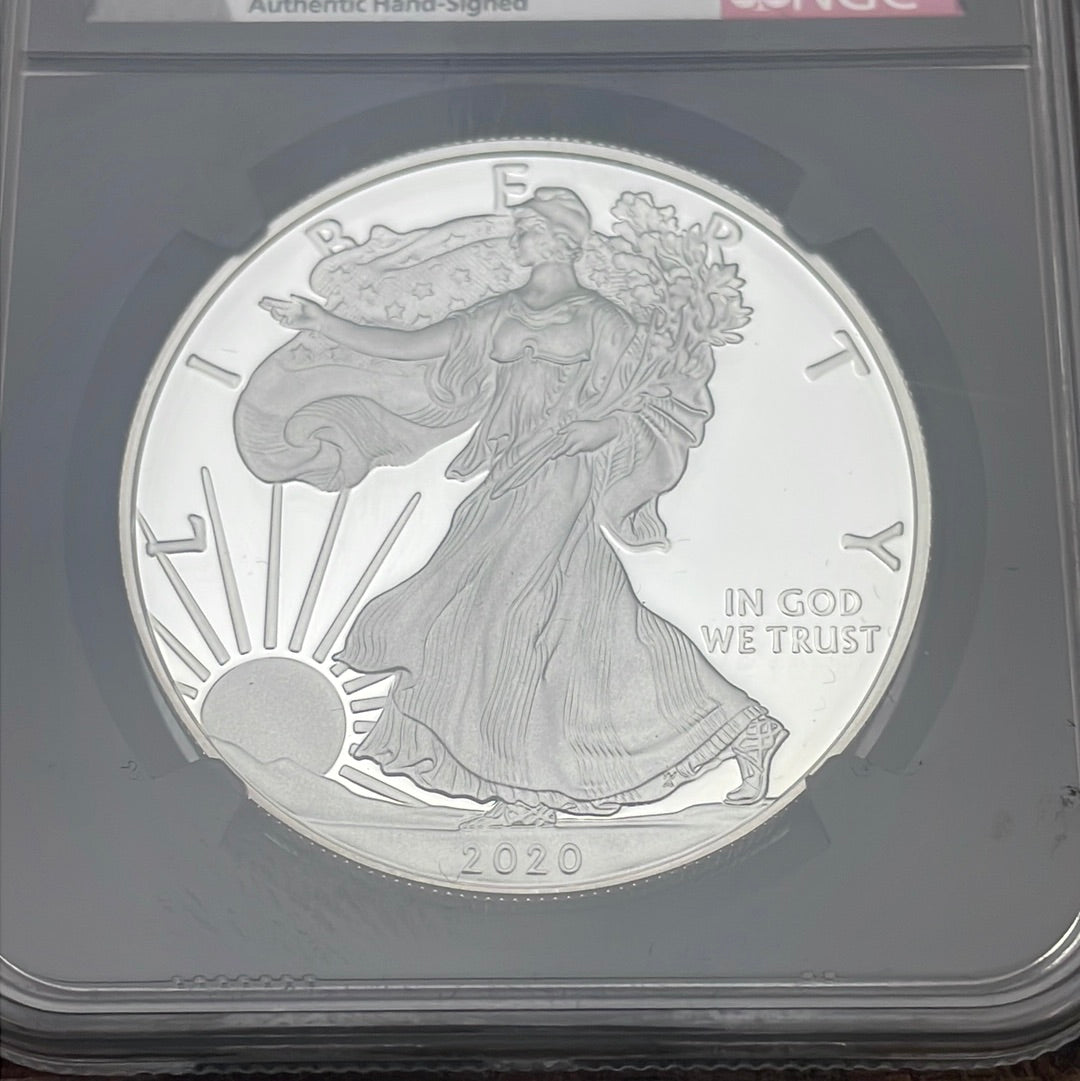 2020-S $1 US American Silver Eagle~FDOI~ NGC PF 70 Ultra Cameo~ Mercanti Signed