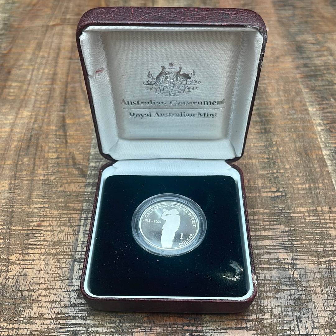 2005 $1 Fine Silver Proof 1915 Gallipoli Coin - Royal Australian Mint ~ NO outer box NO COA