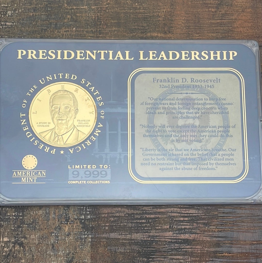 2011 Presidential Leadership Franklin D. Roosevelt Commemorative Coin, American Mint, Layered in 24K Gold, in OGP with COA
