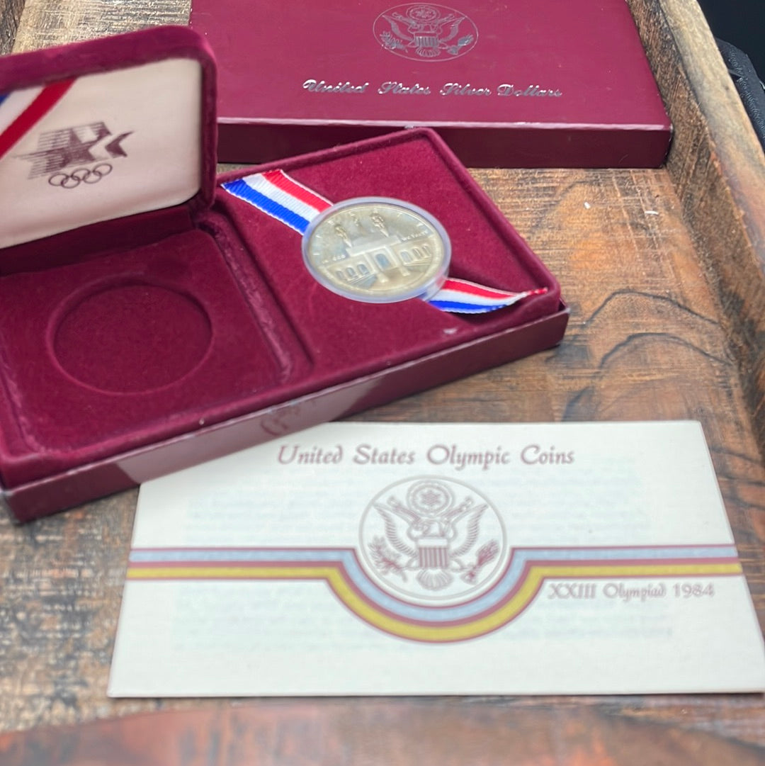 1984-S US $1 Los Angeles XXIII Olympiad Silver Proof Coin in OGP w/ COA