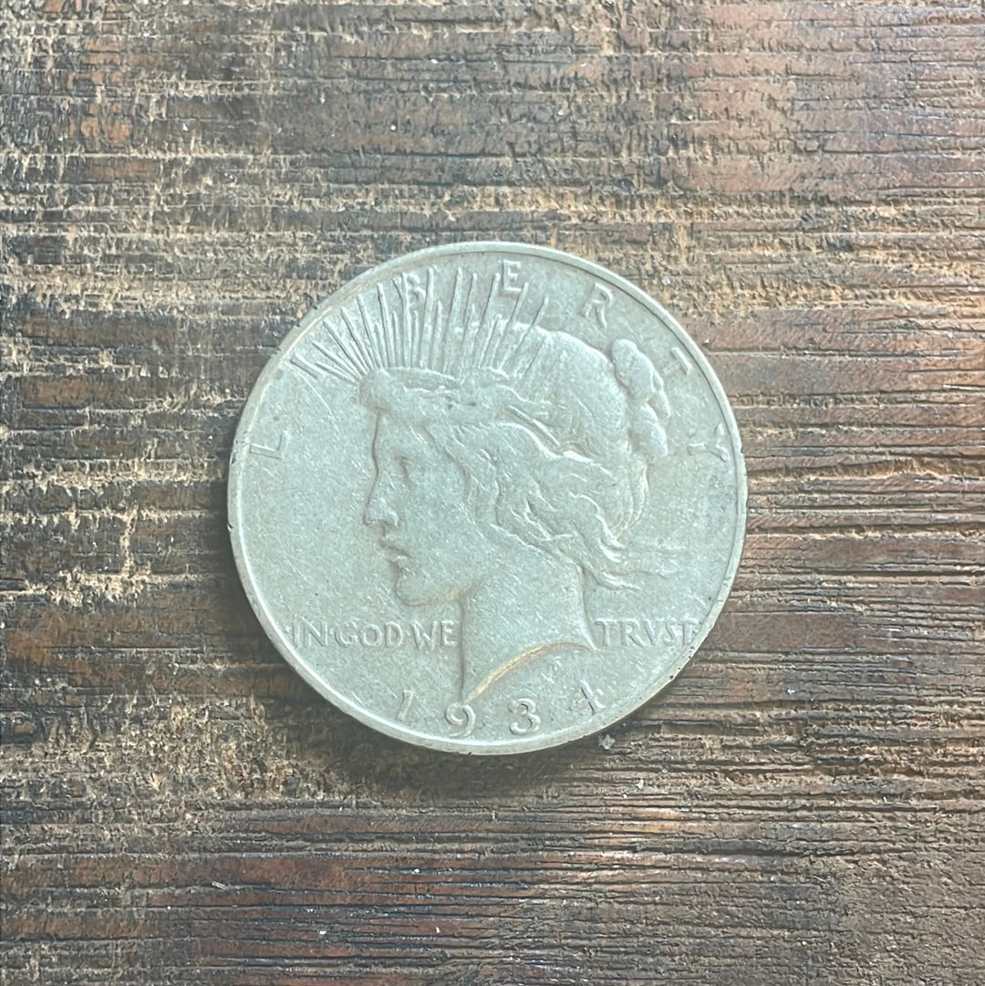 1934-D $1 US Silver Peace Dollar.