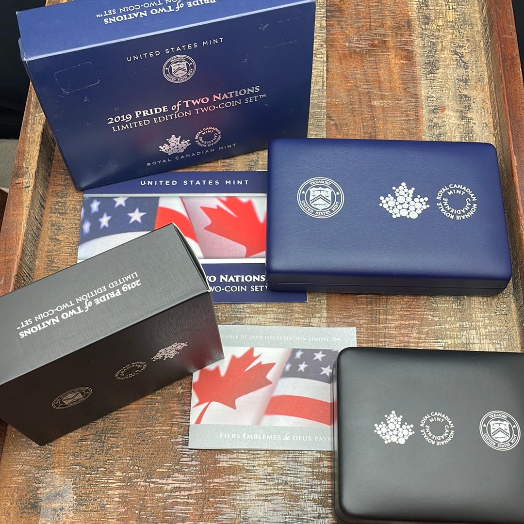 2019 Pride of Two Nations~Canada Set and US Set~ 2 coins in each set 4 coins total ~  In OGP with BOX and COA