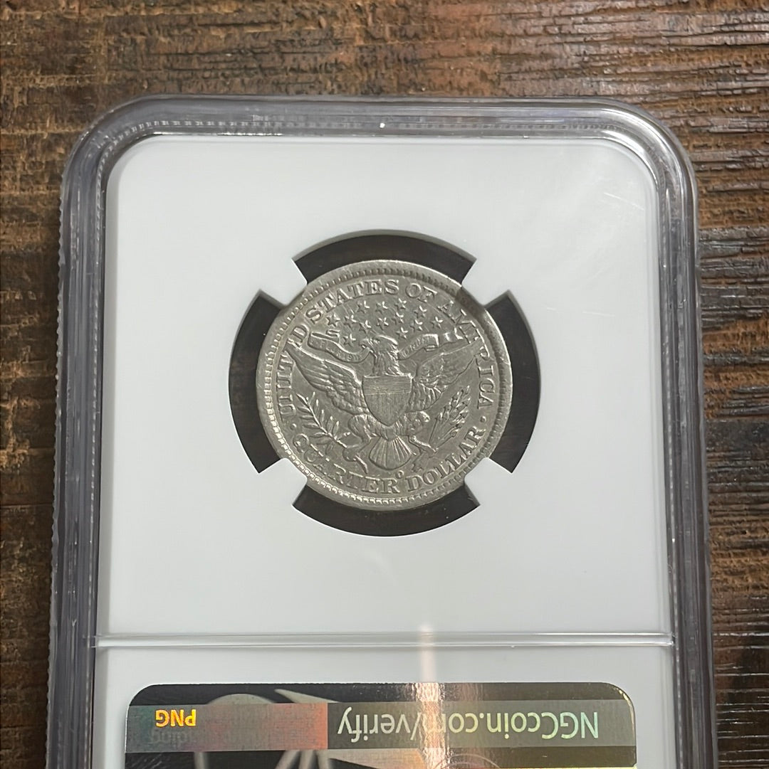 1895-O 25c US Barber Quarter NGC VF Details Cleaned