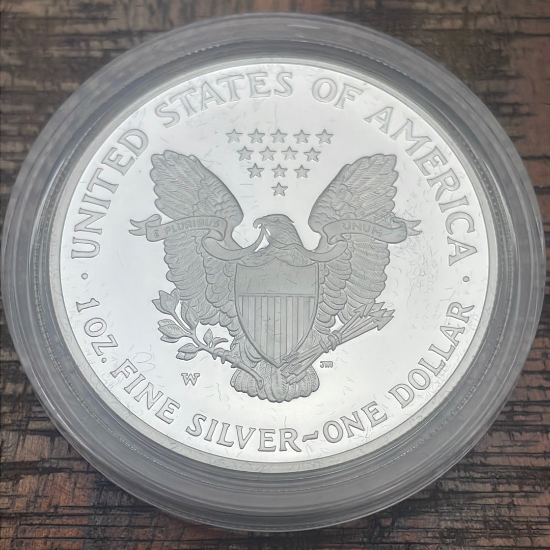 2005-W $1 US American Silver Eagle Proof Coin~Capsule, Presentation Case, with COA. NO BOX