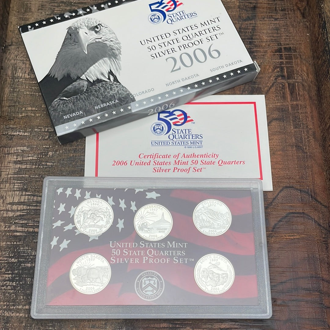 2006 US Mint 50 State Quarters Silver Proof Set in OGP with COA