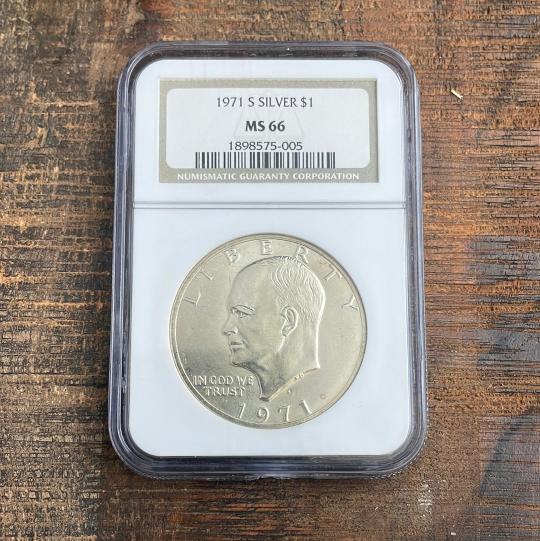 1971-S $1 US Silver Eisenhower Dollar NGC MS66