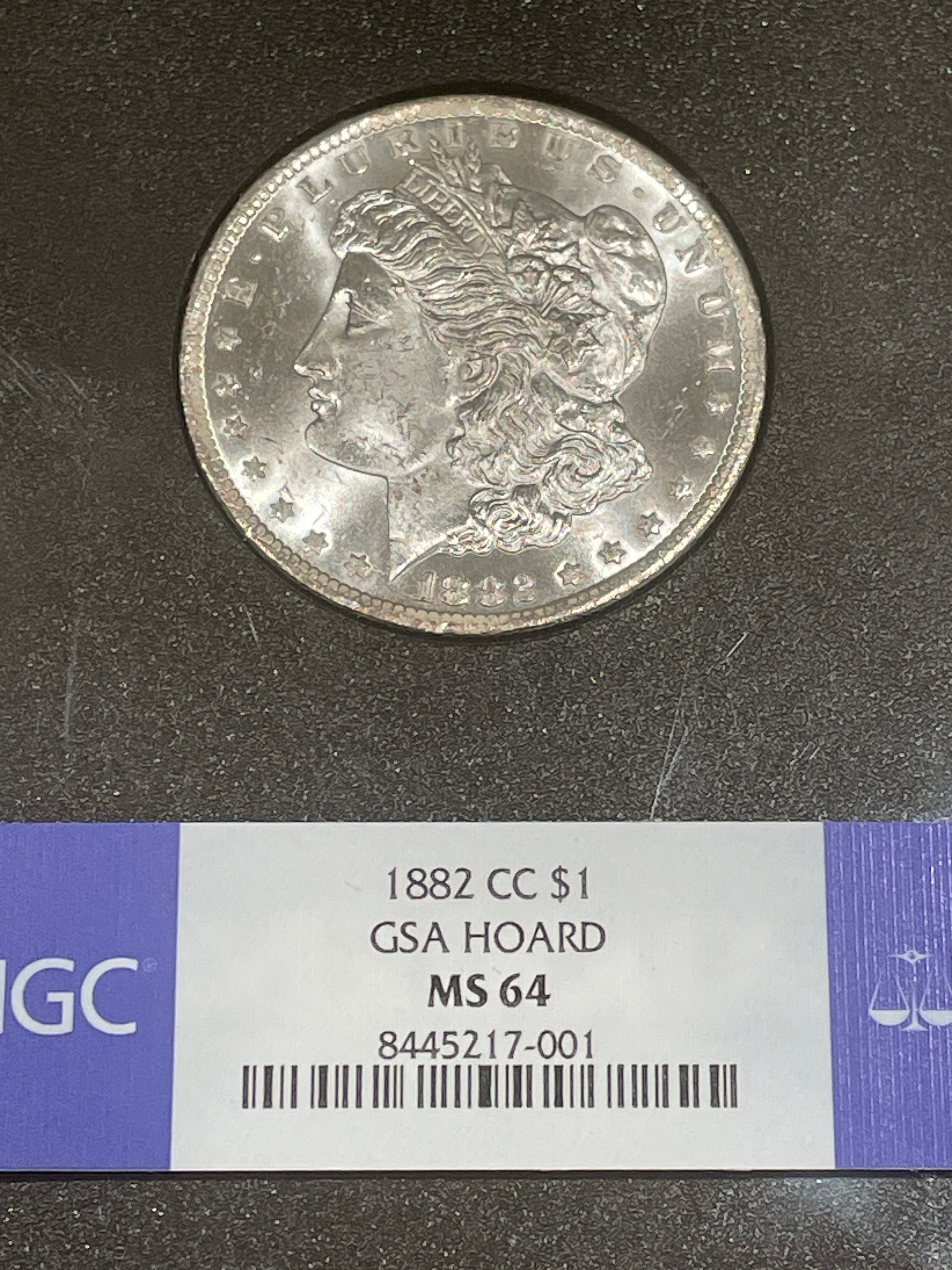 1882-CC $1 Morgan Silver Dollar GSA Hoard NGC MS64