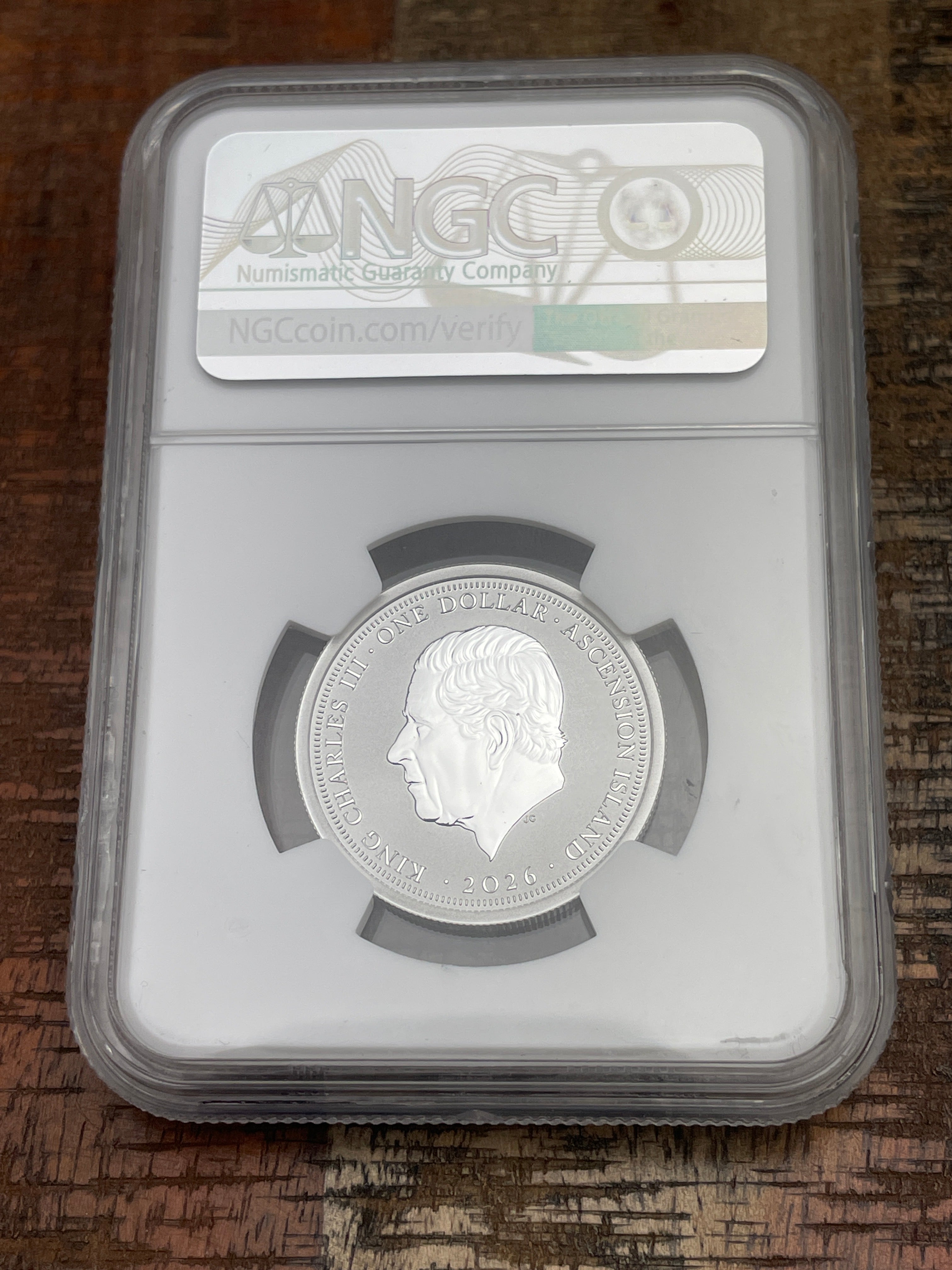 2026 Ascension Island $1 Lunar Horse - Black and Grey 1/2 oz Silver NGC Reverse PF70