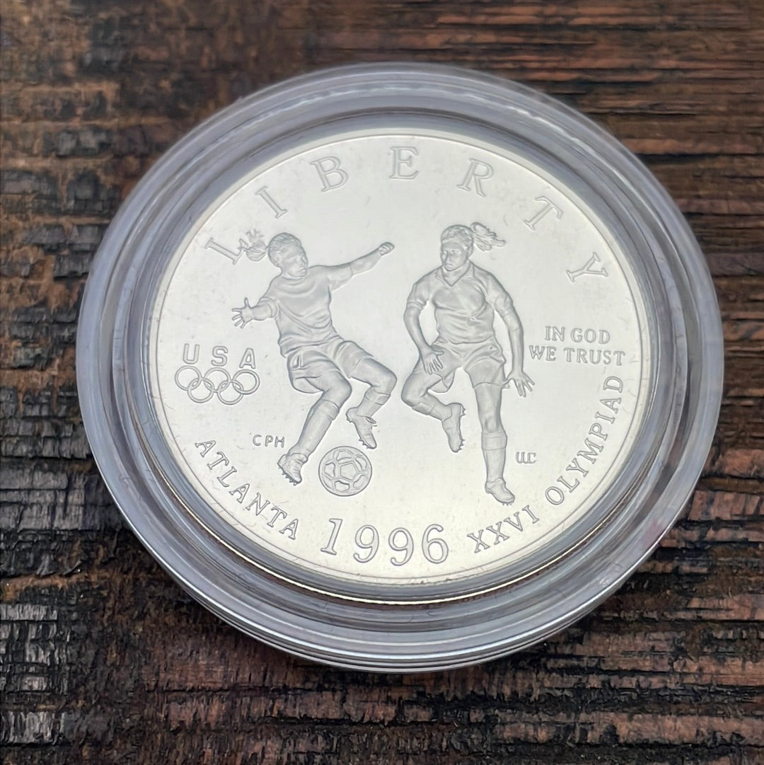 1996-S 50c US Olympic Coins of the Atlanta Centennial Olympic Games CLAD Half Dollar Proof (Soccer) in OGP with COA