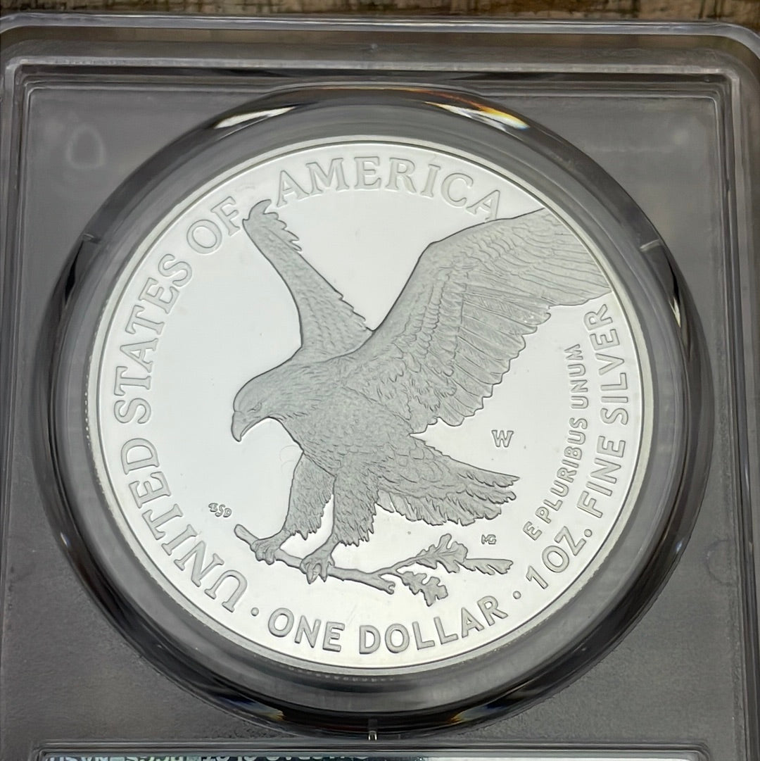 2022-W $1 US American Silver Eagle, First Strike, PCGS PR70 Deep Cameo