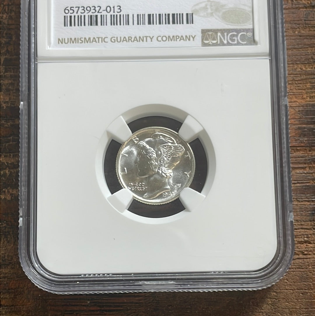 1943-D 10c US Mercury Dime. NGC MS66