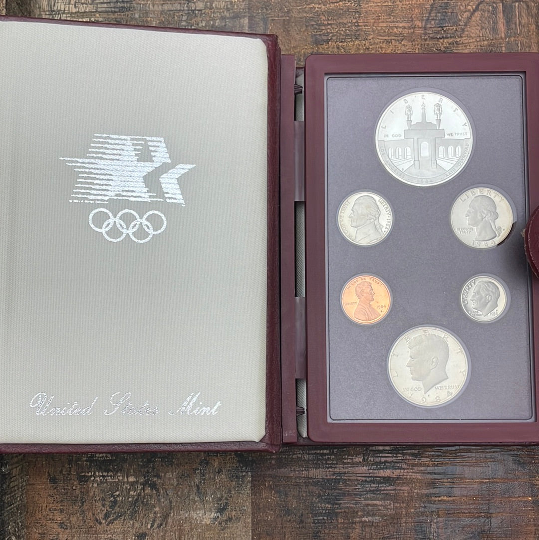 1984-S US Mint Olympic Prestige Set 6 Proof Coins in OGP w/ COA
