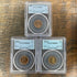1944 PDS set of 3, 1c US Lincoln Wheat Cent PCGS MS66 RD