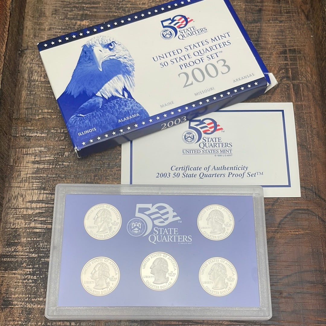 2003 US Mint 50 State Quarters Proof Set in OGP with COA