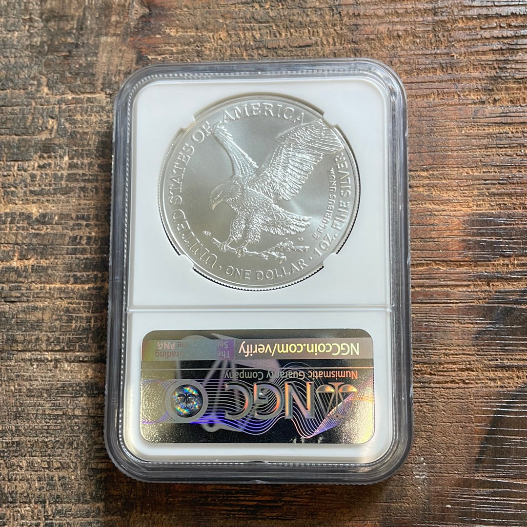 2021-S $1 US Silver Eagle. Eagle Landing T-2 NGC MS69