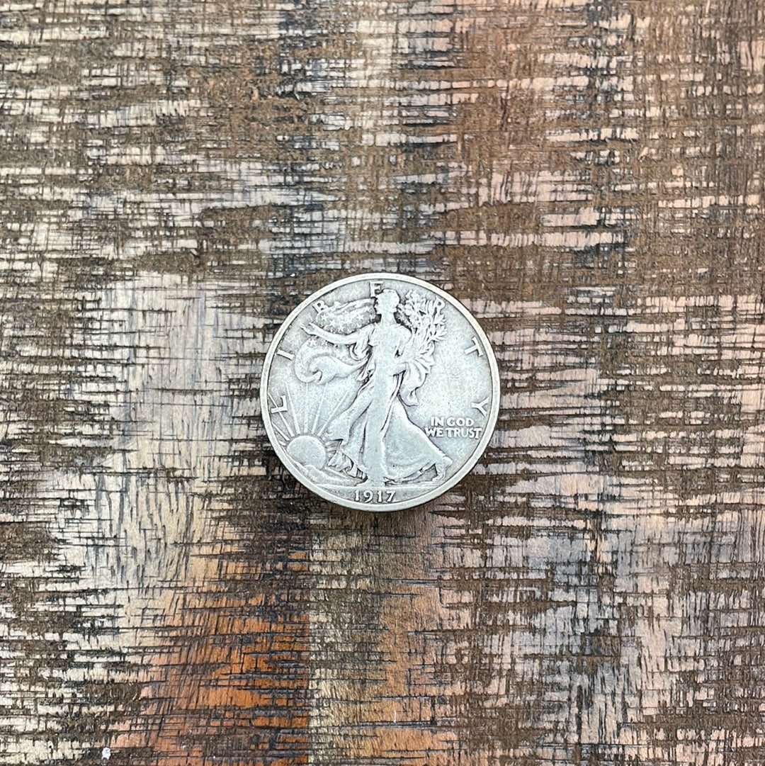 1917-S 50C US Walking Liberty Half Dollar - Mint Mark on Reverse