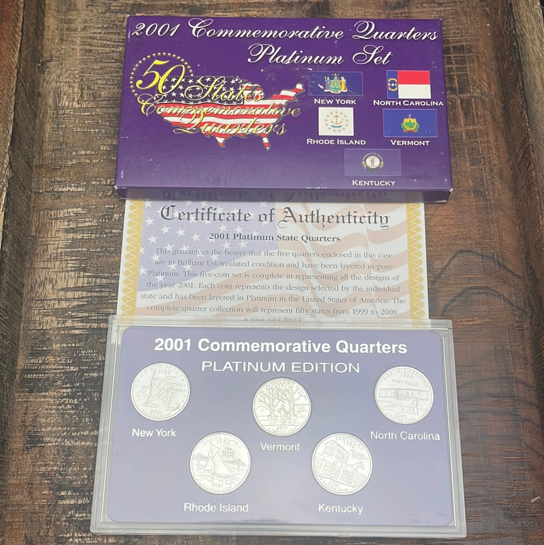 2001-D Commemorative Quarters Platinum Set in OGP with COA
