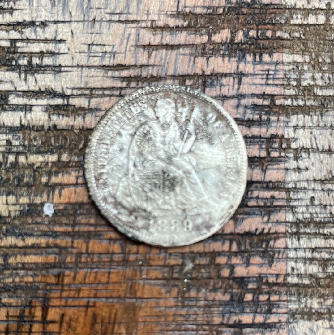 1889 10c US Seated Liberty Dime - 90% Silver