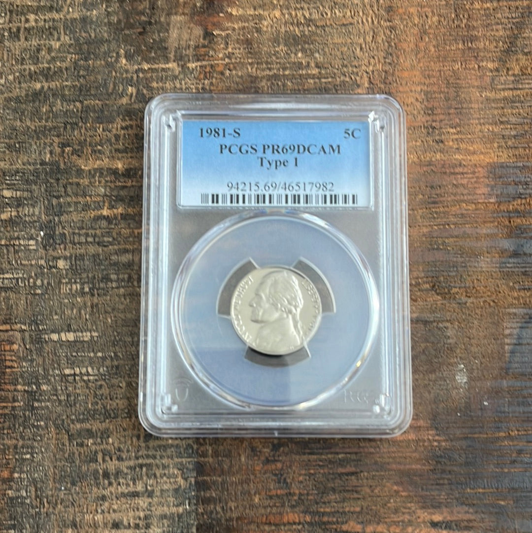 1981-S US Jefferson Nickels PCGS PR69DCAM Type 1.