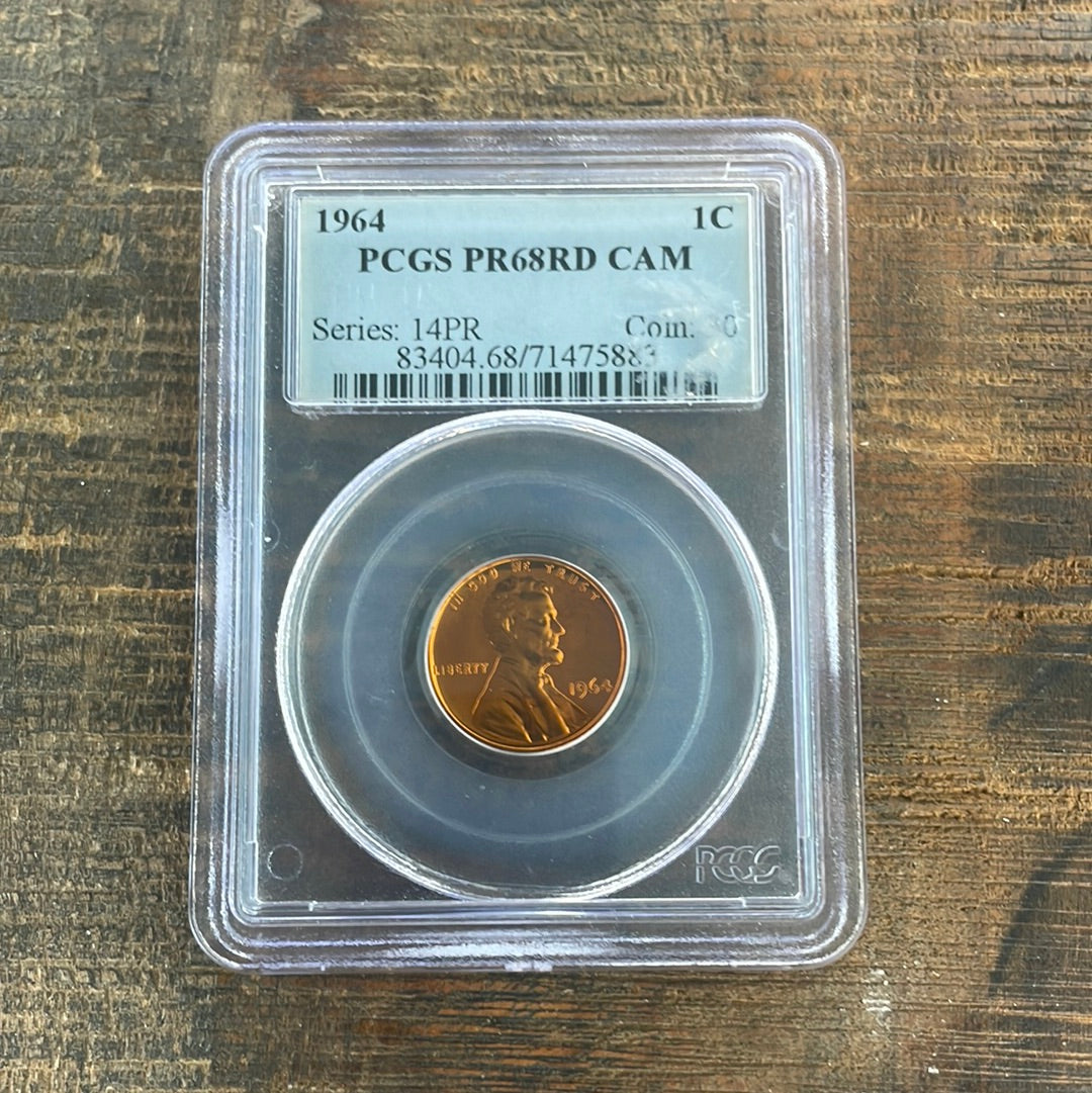 1964 1c US Lincoln Memorial Cent PCGS PR68 RD CAM