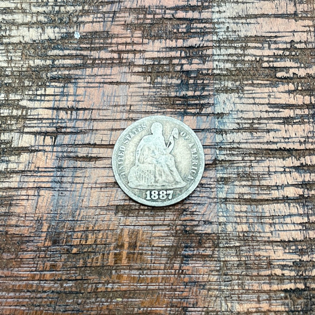 1887-S 10c US Seated Liberty Dime - 90% Silver