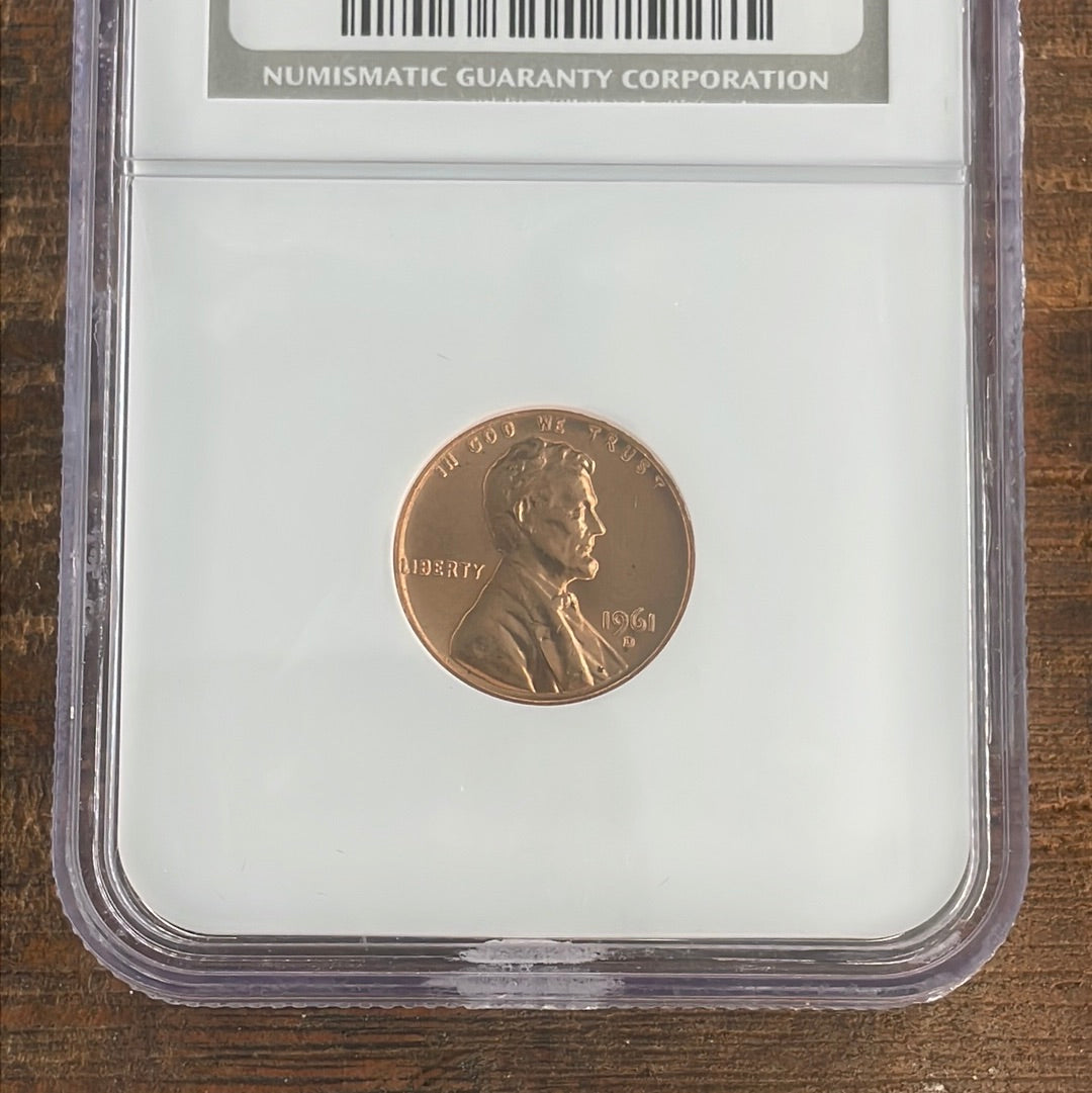 1961-D 1c US Lincoln Memorial Cent NGC MS66 RD