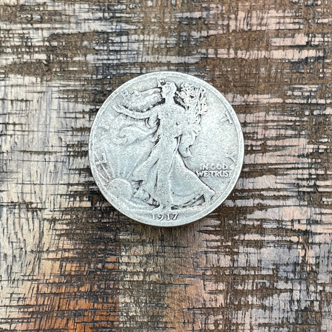 1917-S 50C US Walking Liberty Half Dollar - Mint Mark on Reverse