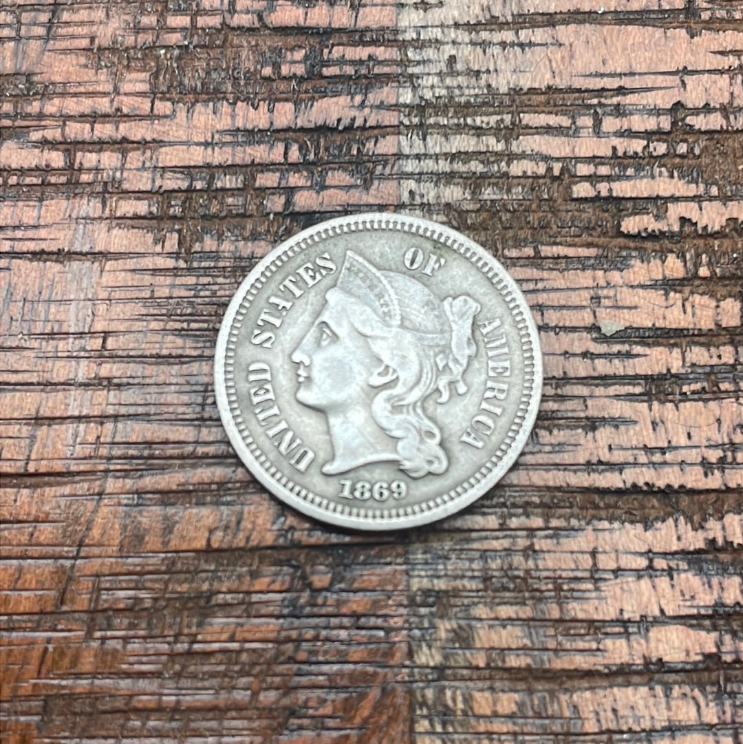 1869 3c US Three Cent Nickel