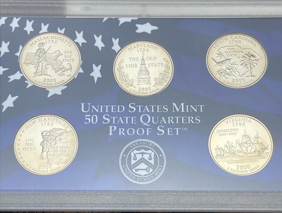 2000 United States Mint 50 State Quarters Proof Set in OGP with COA