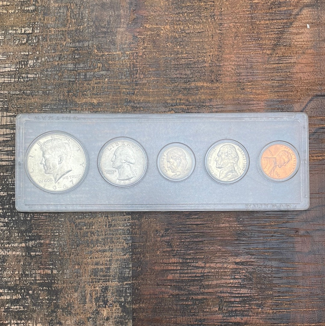 1967 Birth Year Set, 5 coin set with 40% Silver Half Dollar.