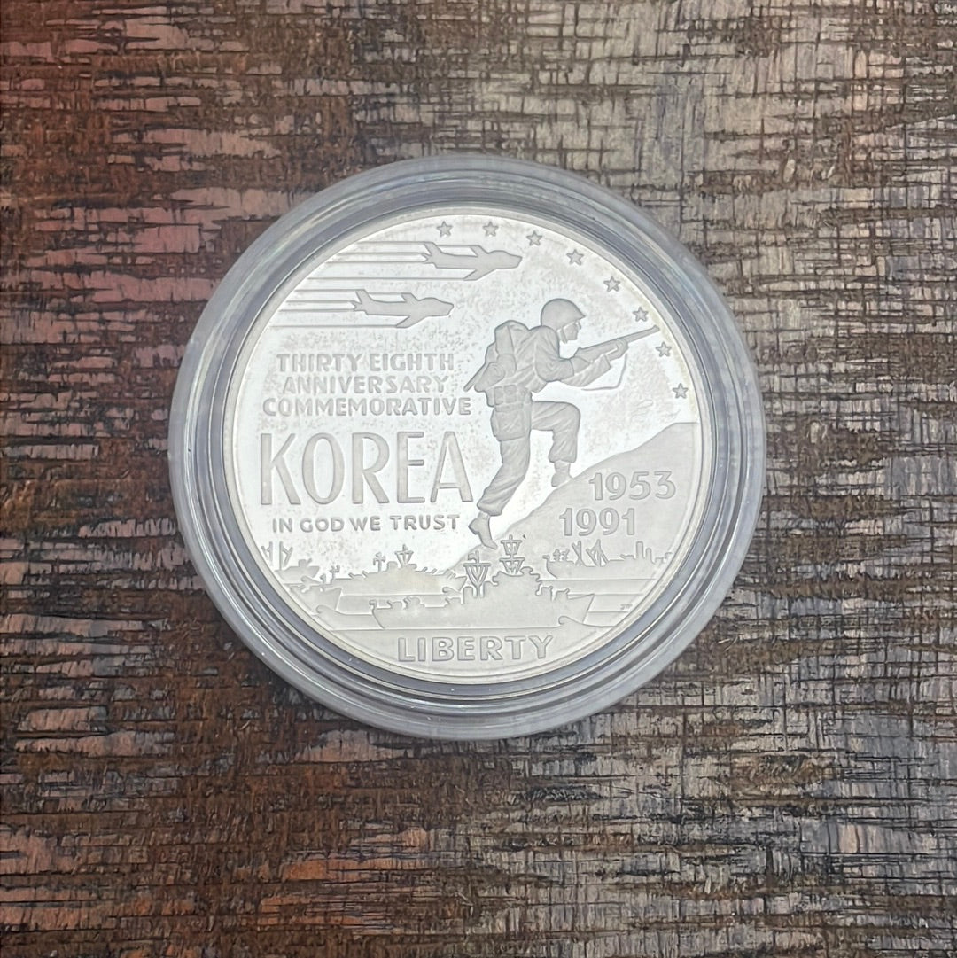 1991 $1 US Korean War Memorial Coin ~ Proof Silver Dollar ~ In OGP with COA