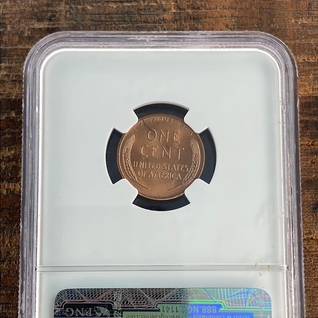 1958 D 1c US Lincoln Wheat Cent NGC MS66 RD