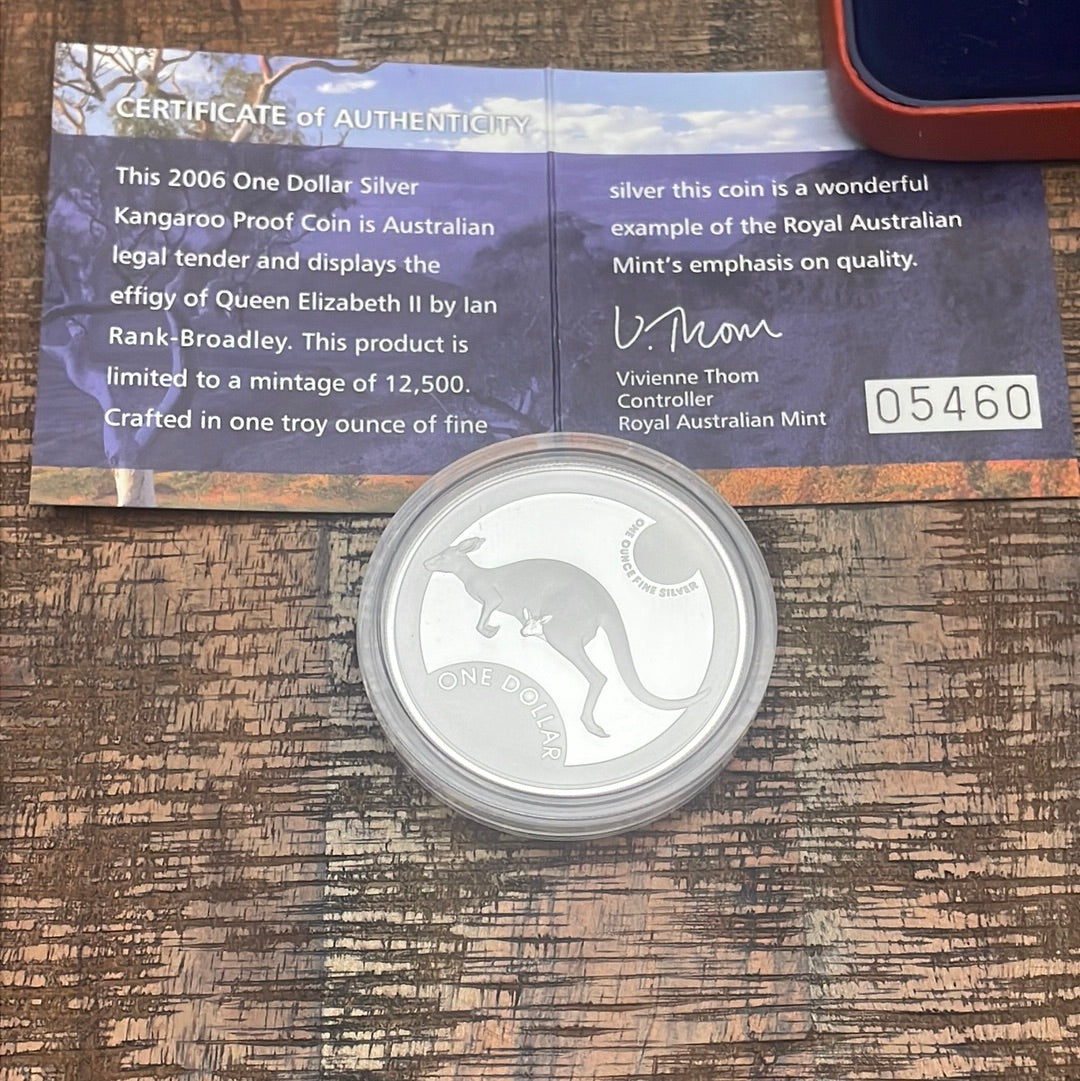 2006 $1 Australian Silver Kangaroo ~ Proof Coin ~ Low Mintage ~ COA