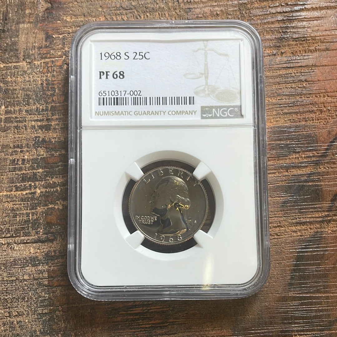 1968-S 25c US Washington Quarter NGC PF68