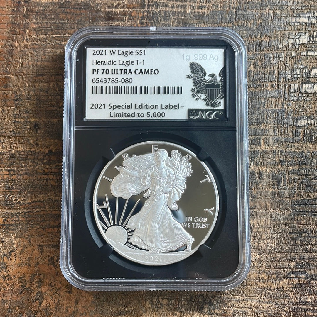 2021-W $1 American Silver Eagle. Type 1. NGC PF 70 Ultra Cameo. Special edition