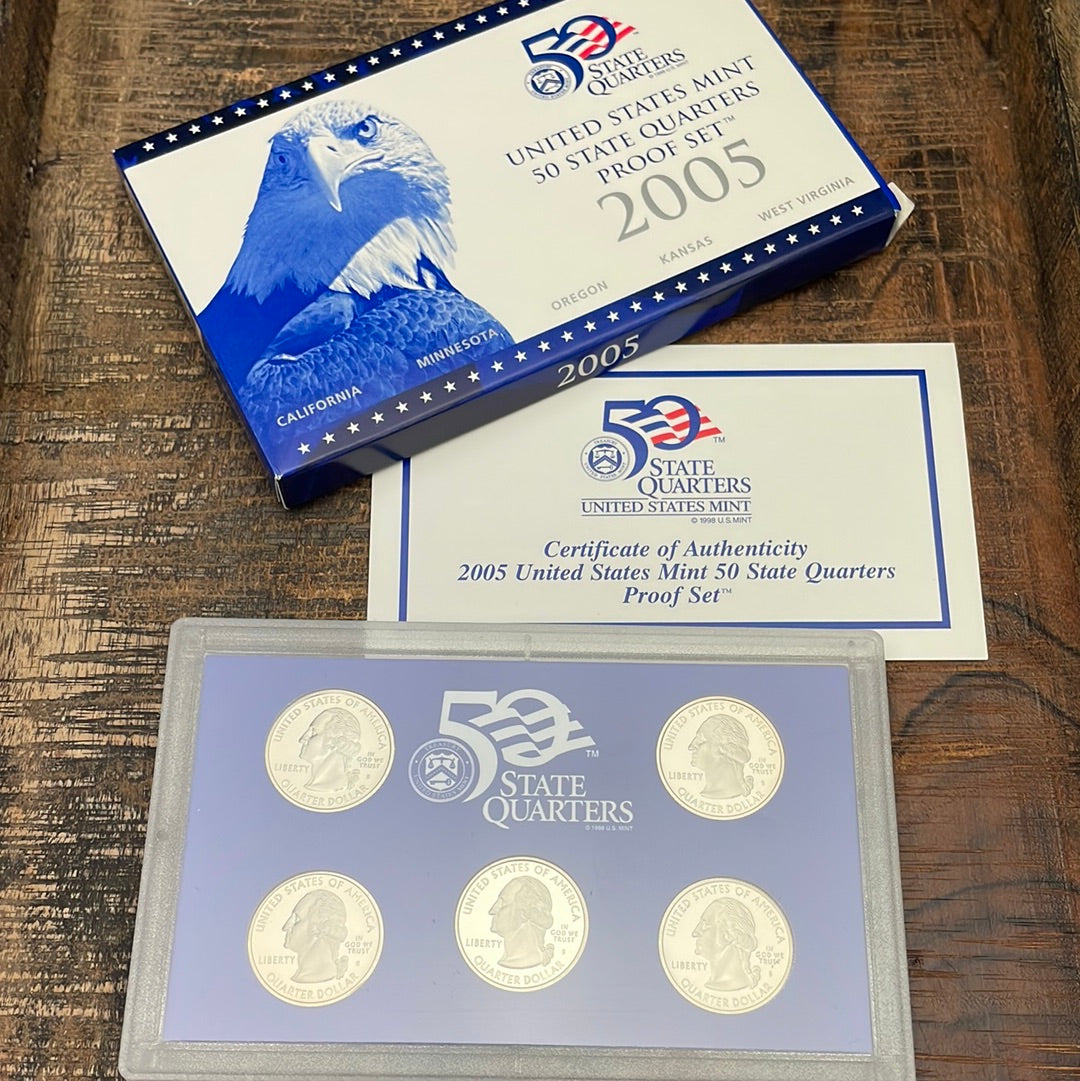 2005 US Mint 50 State Quarters Proof Set in OGP with COA