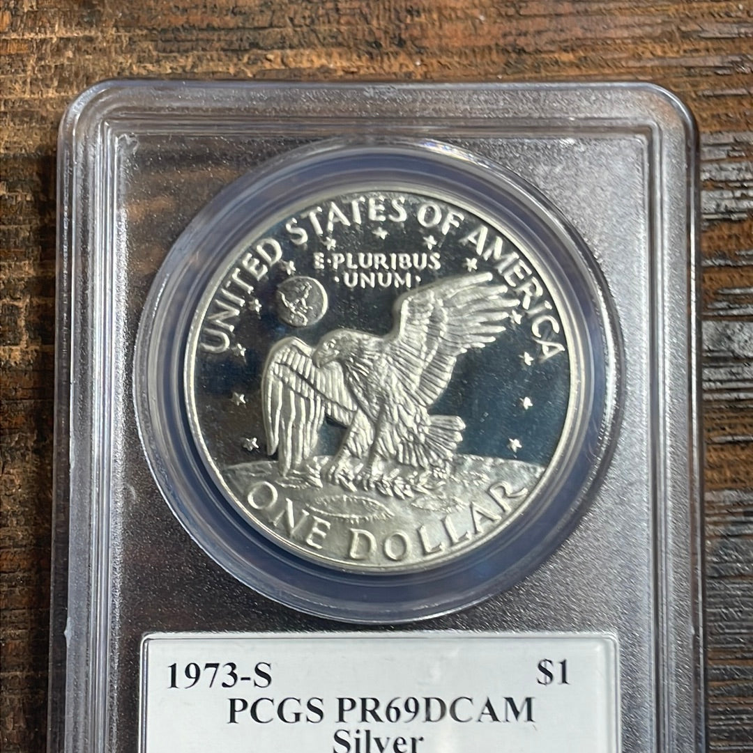1973-S US $1 Eisenhower 40% Silver Proof Dollar PCGS PR69DCAM