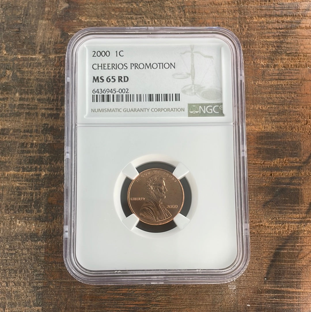 2000 1c US Lincoln Memorial Cent “Cheerios Promotion” NGC MS65 RD