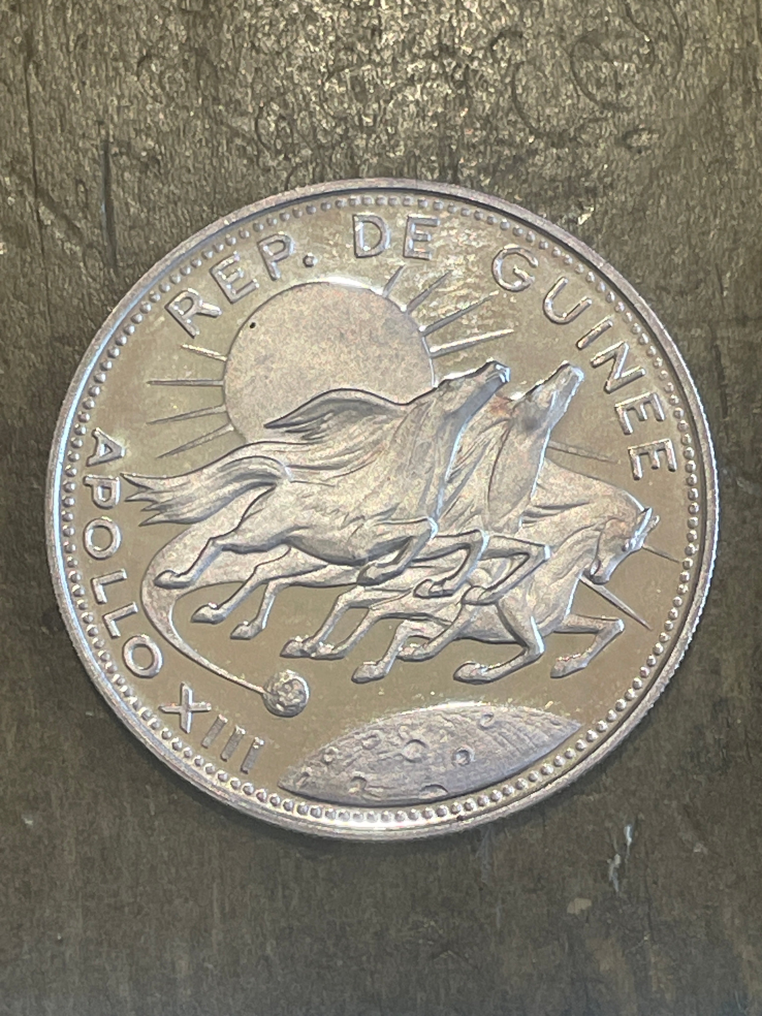 1970 250 Francs Guineens Apollo XIII Silver Proof Commemorative