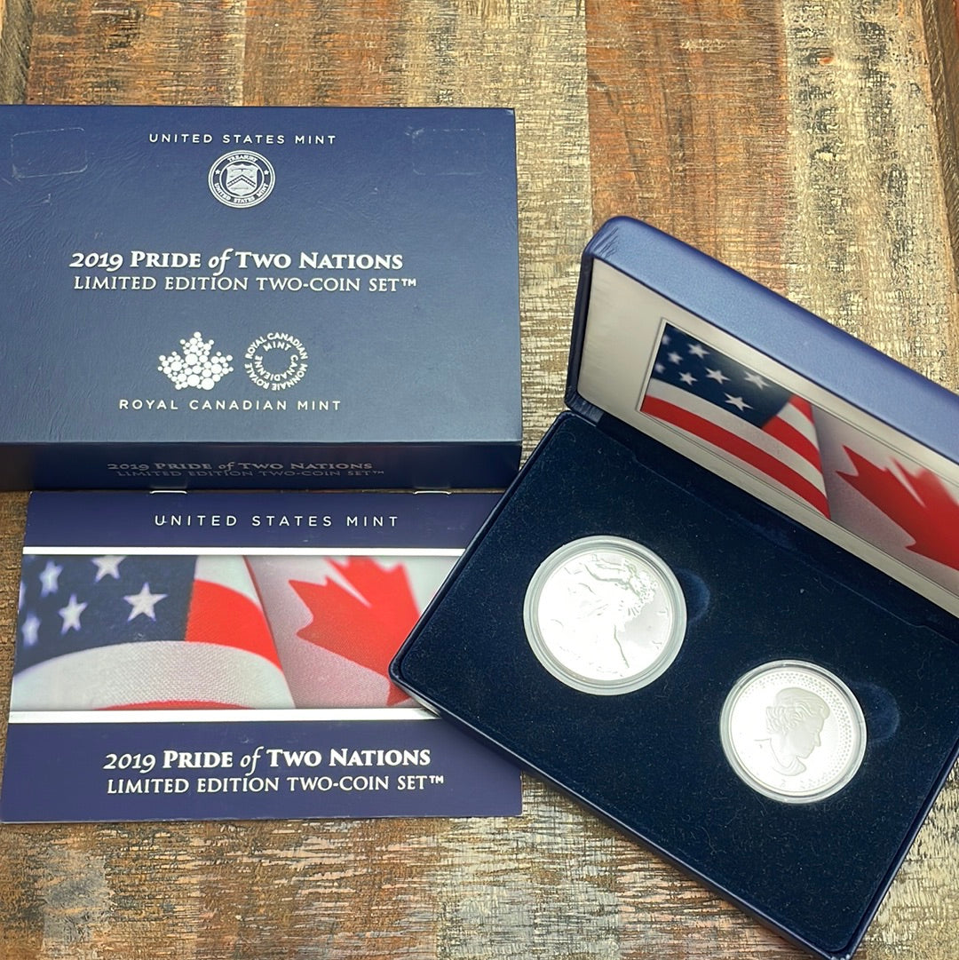 2019 Pride of Two Nations~Canada Set and US Set~ 2 coins in each set 4 coins total ~  In OGP with BOX and COA