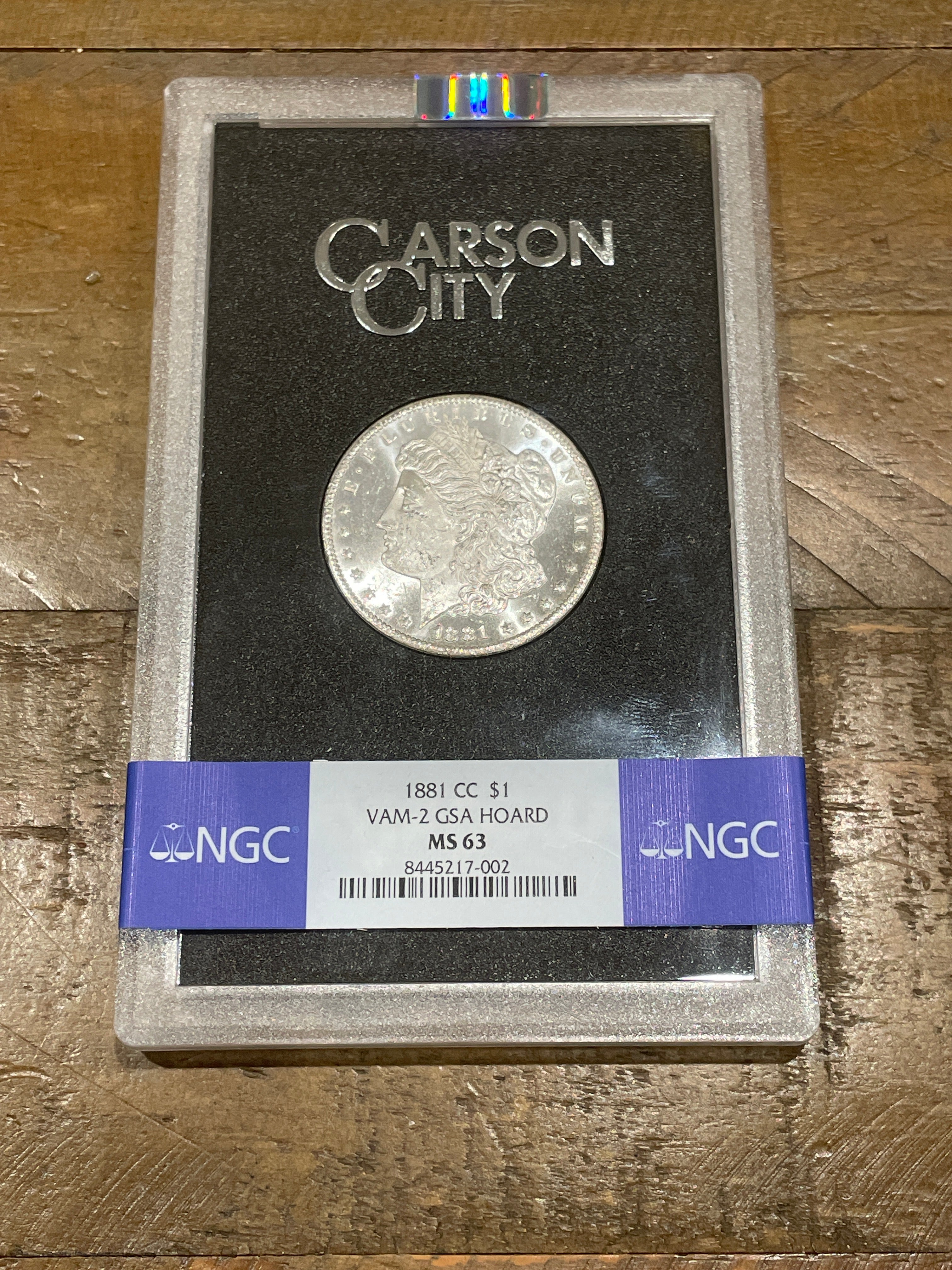 1881-CC $1 Morgan Silver Dollar GSA Hoard NGC MS63 VAM 2 in OGP